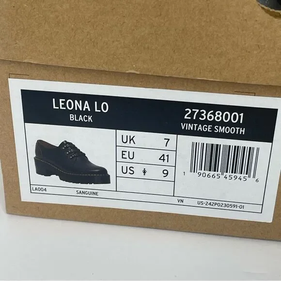 Dr. MARTENS Leona Lo Size 9 Vintage Smooth Leather Lug Sole Heeled Shoe, Black - Picture 11 of 13